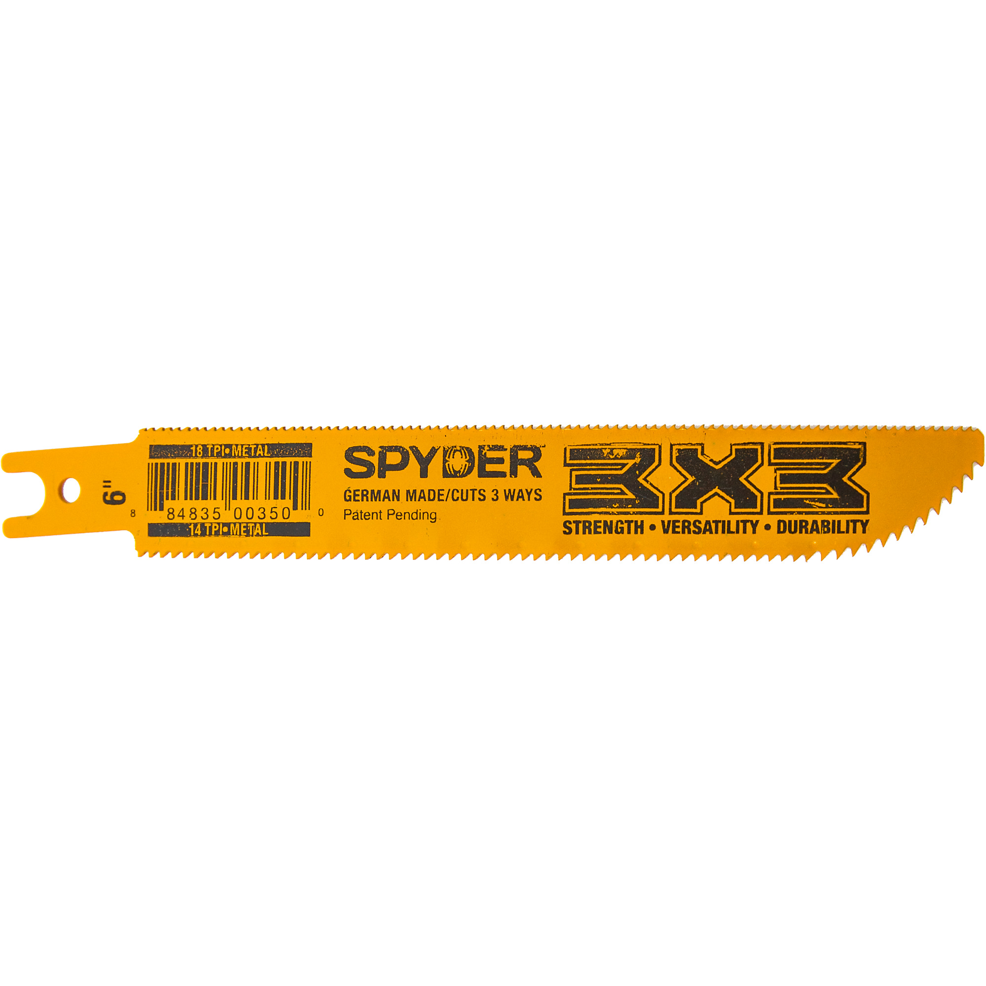 SPYDER 3X3™, 3X3 14 x 18 TPI - 6in. Reciprocating Saw Blade, Blade Length 6 in, Included (qty.) 1 Model# 200180